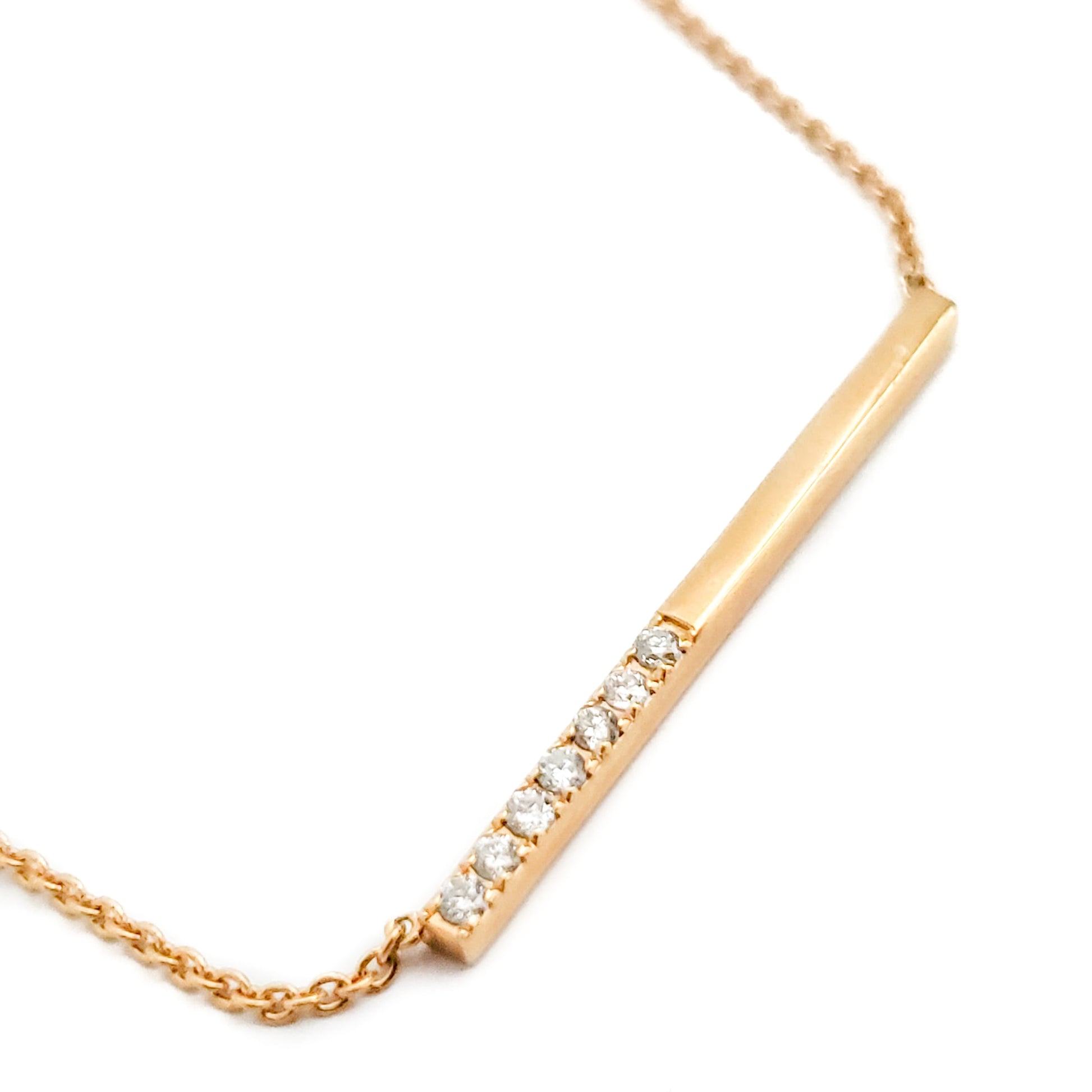 10K Yellow Gold and Diamond Bar Necklace - Tinamel Jewellery