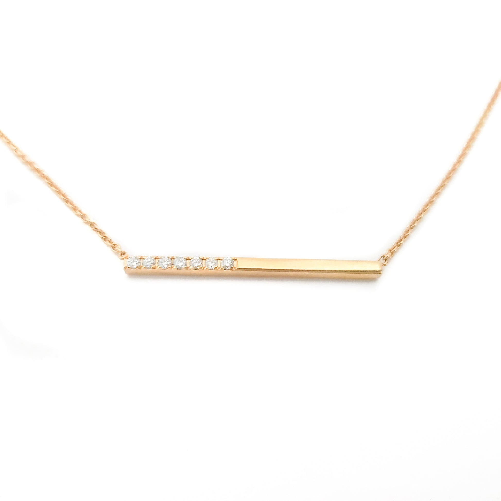 10K Yellow Gold and Diamond Bar Necklace - Tinamel Jewellery