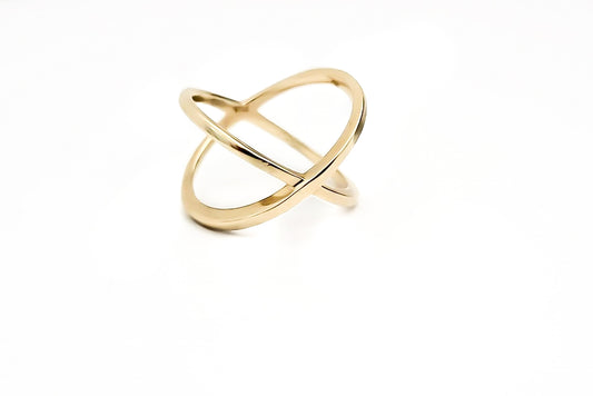 10k Yellow Gold Crossover Ring - Tinamel Jewellery