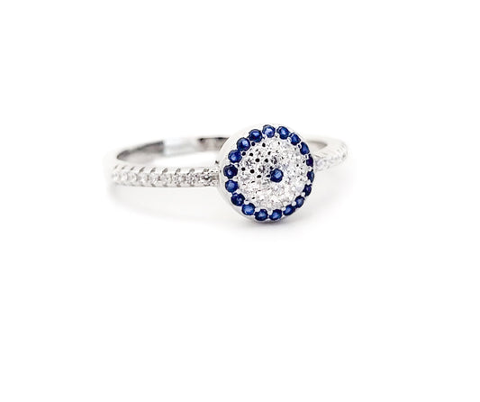 Sterling Silver Evil Eye Ring - Tinamel Jewellery