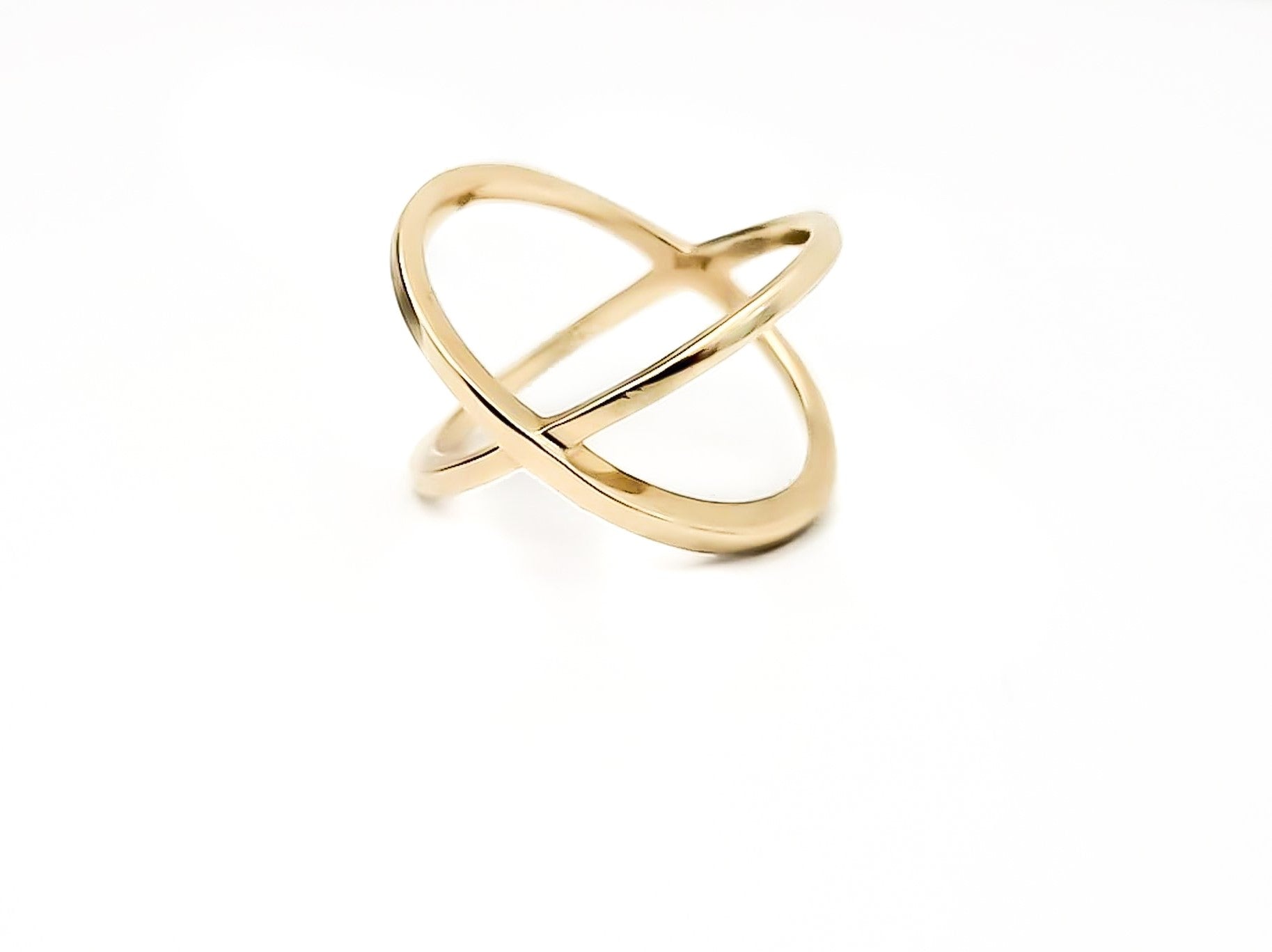 10k Yellow Gold Crossover Ring - Tinamel Jewellery