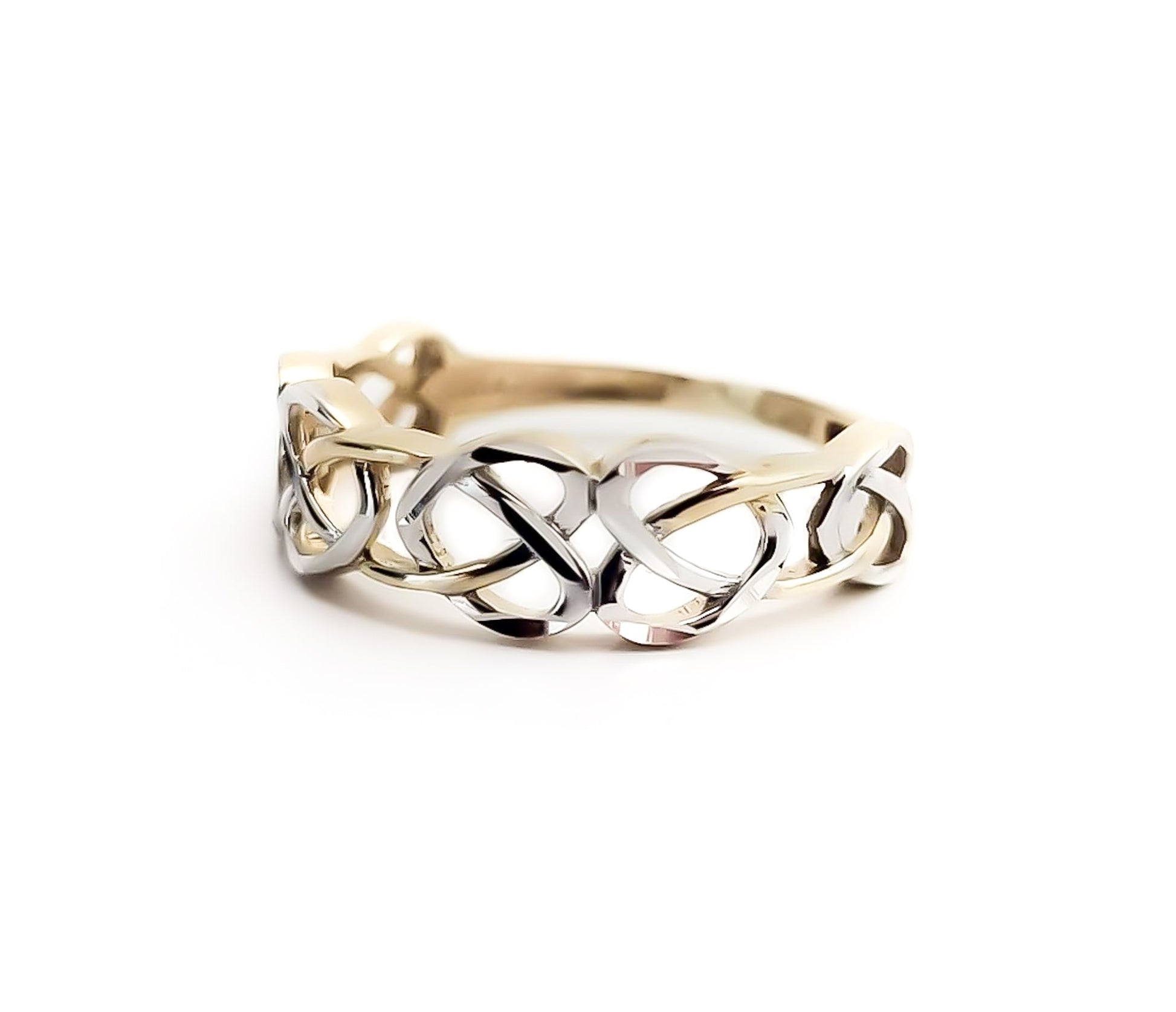 10k Yellow Gold and White Gold Intertwined Hearts Ring - Tinamel Jewellery